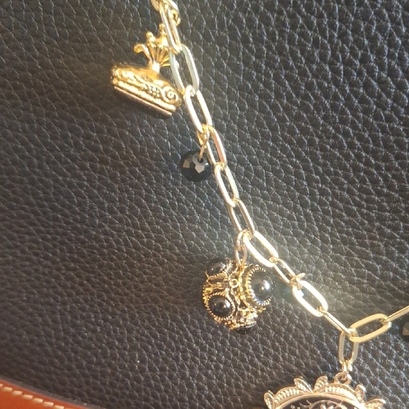 Gold Charm Bracelet with Black Accents - Picture 5 of 8